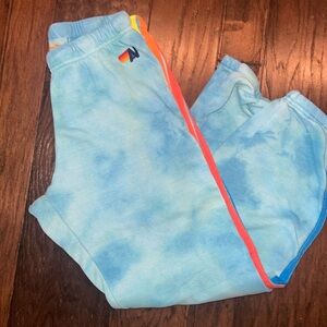 Aviator nation, blue tie-dye, sweatpants, medium